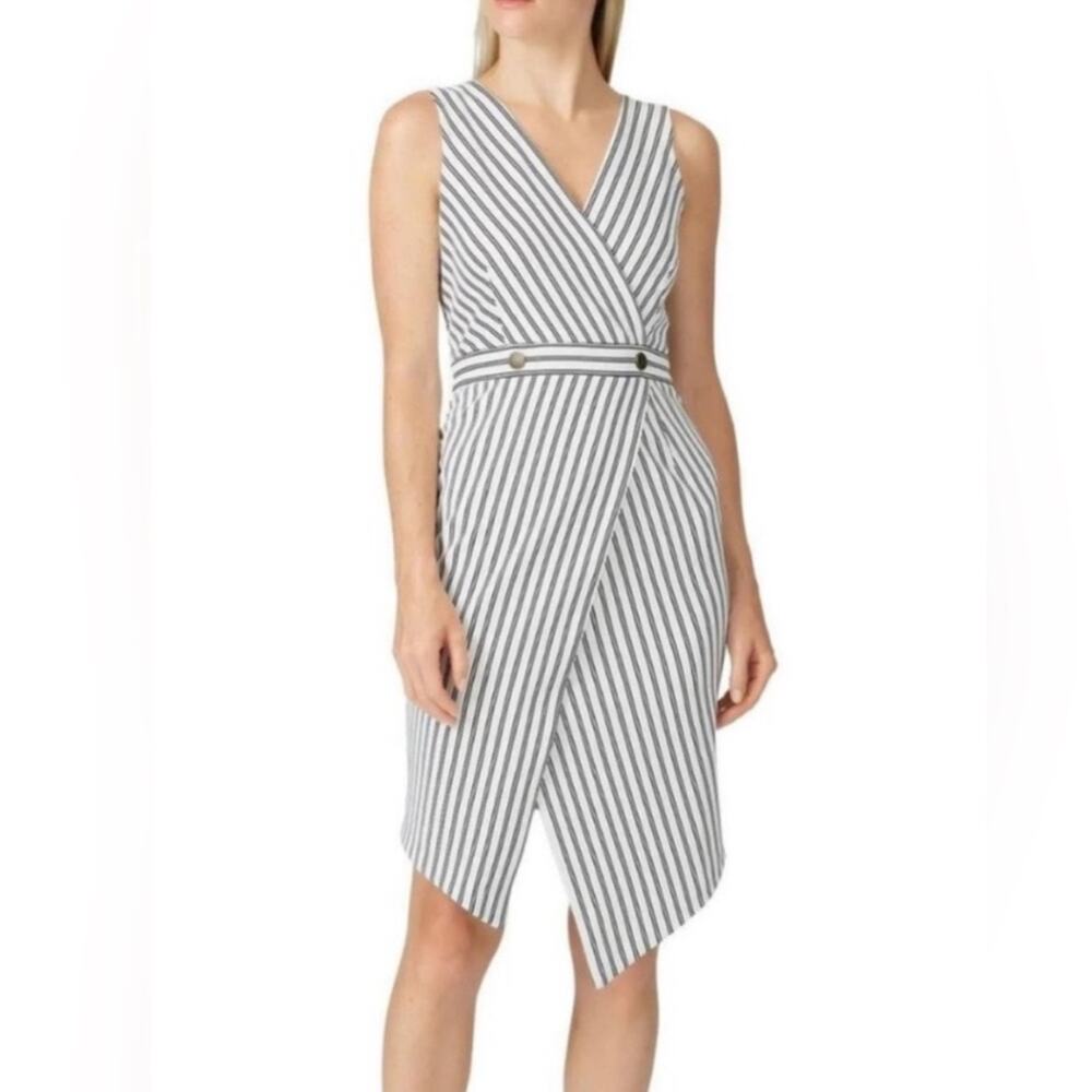 Anthropologie Hutch Dixie Sheath Dress White Black Striped Nautical Wrap Size XS - Picture 2 of 12